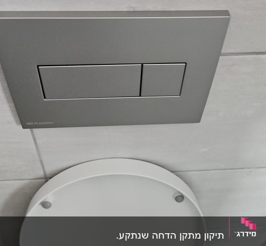 לחצן הדחה ומכסה אסלה בשירותים